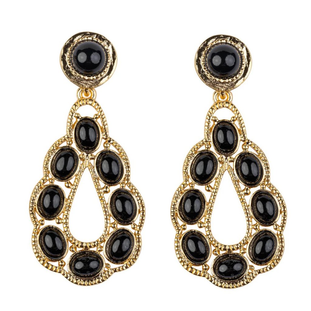 Kenneth Jay Lane Black Cabochon Drop Pierced Earrings 135$